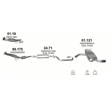 глушитель на SEAT ALTEA (I), 04 -15