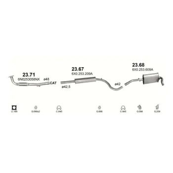 глушитель на SEAT AROSA (6H), 00 - 04