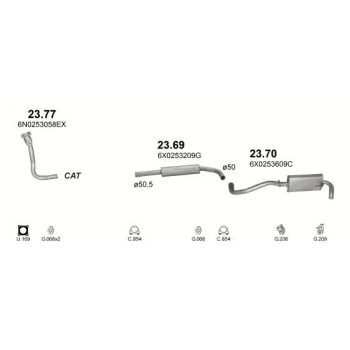 глушитель на SEAT AROSA (6H), 97 - 00