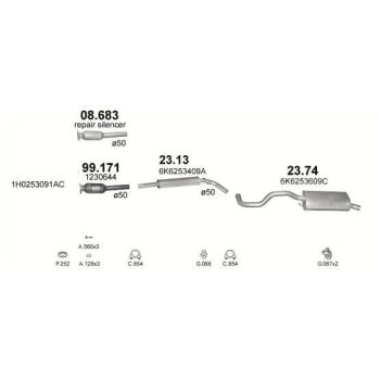 глушитель на SEAT IBIZA (II), 96 - 99