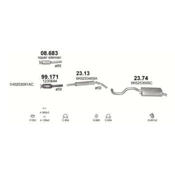 глушитель на SEAT IBIZA (II), 96 - 99