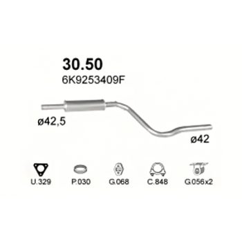 глушитель на Seat Inca M. AEX, 1Y, 1.4, 1.6 95-03