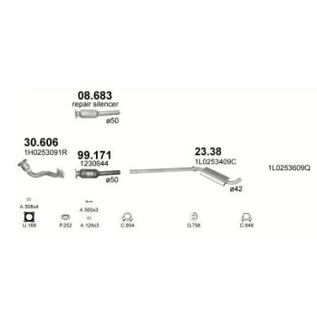 глушитель на SEAT TOLEDO (I), 91 - 99