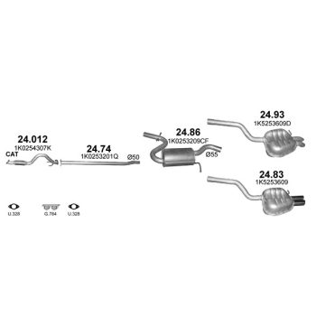 глушитель на SKODA OCTAVIA II 1.4