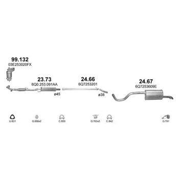 глушитель на SKODA ROOMSTER (I), 07 -15