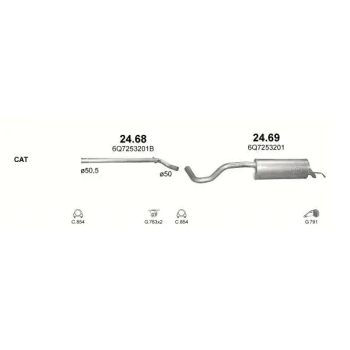 глушитель на SKODA ROOMSTER (I), 07 -15