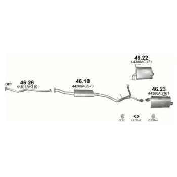 глушитель на SUBARU FORESTER (III), 08 - 13