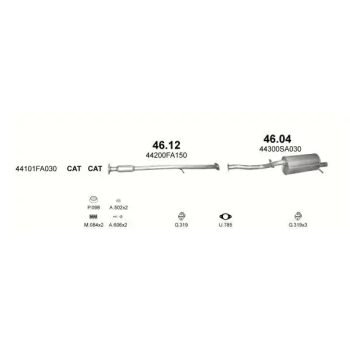 глушитель на SUBARU IMPREZA (I), 96 -00