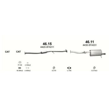 глушитель на SUBARU IMPREZA (I), 92 - 97