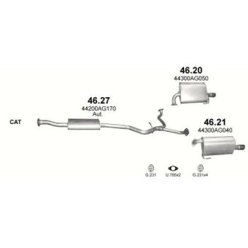 глушитель на SUBARU LEGACY (IV), 04 - 07
