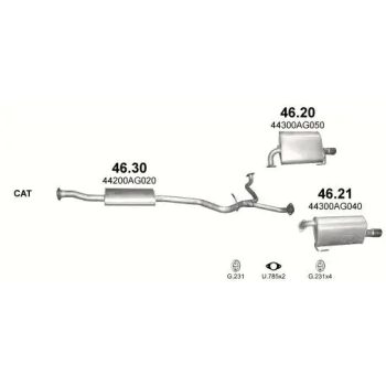 глушитель на SUBARU LEGACY (IV), 03 - 04