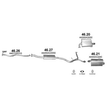 глушитель на SUBARU OUTBACK (III), 08 - 09