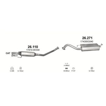глушитель на TOYOTA COROLLA 1.4, 1.6