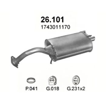 глушитель на Toyota Corolla 1.3i 12V, 1.3 12V 2-WAY CAT, 1.3 12V 3-WAY CAT 87-92