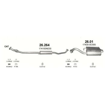 глушитель на TOYOTA COROLLA (E120,E130), 00-07