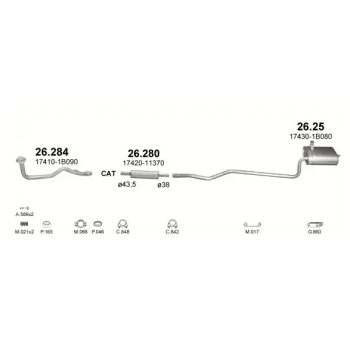 глушитель на TOYOTA COROLLA (E110), 97-02