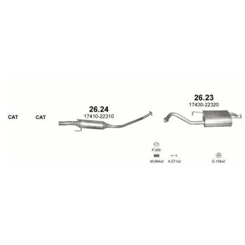 глушитель на TOYOTA COROLLA (E120,E130), 00 - 07