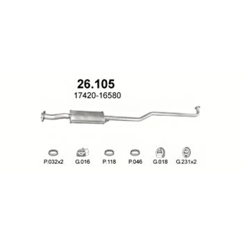 ГЛУШИТЕЛЬ Toyota Corolla 1.3i 16V, 1.3i 16V 92-95