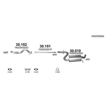 глушитель на VW GOLF PLUS (I), 05 - 09