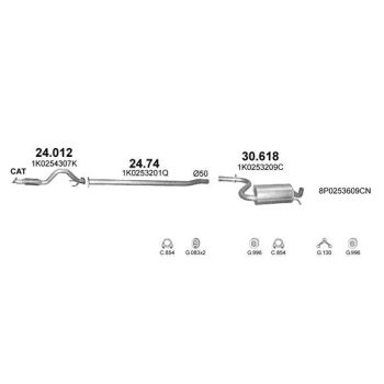 глушитель на VW GOLF (V), 03 - 09