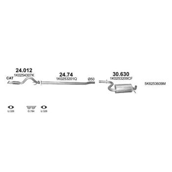 глушитель на VW GOLF (VI), 08 - 12