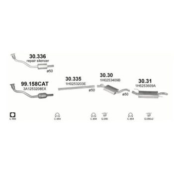 глушитель на VW GOLF (III), 91 - 00
