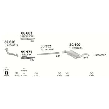 глушитель на VW GOLF (III), 91 - 00