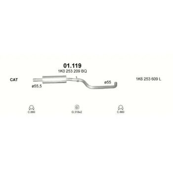 глушитель на VW GOLF (V), 03 - 09