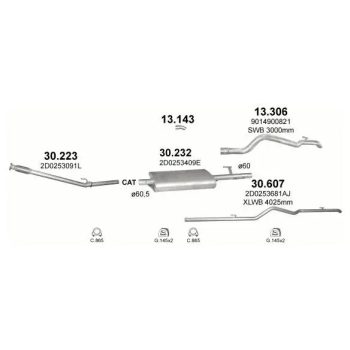 глушитель на VW LT, 99 - 06