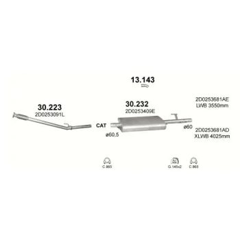 глушитель на VW LT, 99 - 06