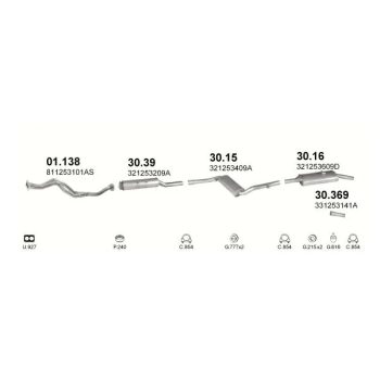 глушитель на VW PASSAT (B2) SANTANA, 80 - 88