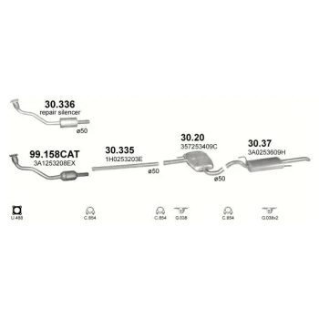 глушитель на VW PASSAT (B4), 93 - 97