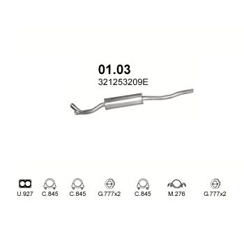 ГЛУШИТЕЛЬ VW Passat, Santana 1.3, 1.6, 1.6D-Man, 80-88