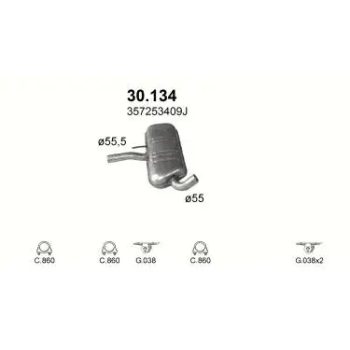 глушитель на VW PASSAT (B3), 88 - 93