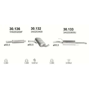 глушитель на VW PASSAT (B4), 93 - 97