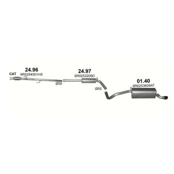 глушитель на VW POLO (V), 09 - 15