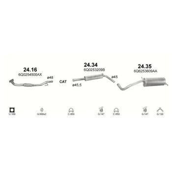 глушитель на VW POLO (IV), 01 - 05