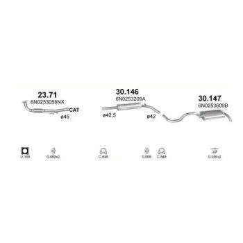глушитель на VW POLO (III), 99 - 02