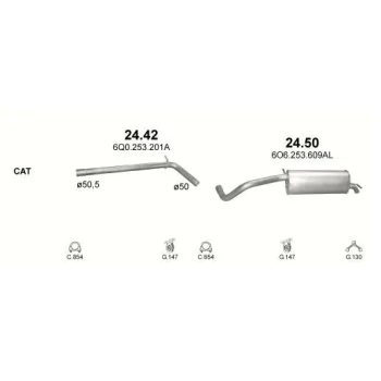 глушитель на VW POLO (IV), 05 - 09