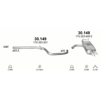 глушитель на VW TOURAN (I), 03 - 06