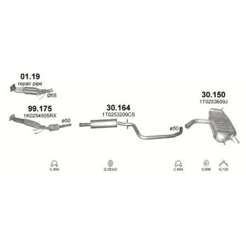 глушитель на VW TOURAN (I), 03 - 06