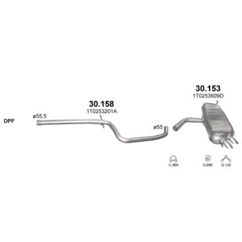 глушитель на VOLKSWAGEN TOURAN 2.0 D