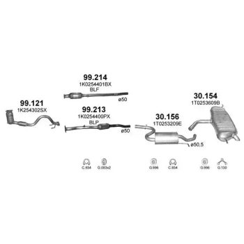 глушитель на VW TOURAN (I), 03 - 06