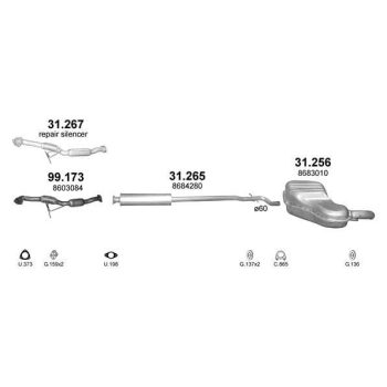 глушитель на VOLVO S60 (I), 00 - 09