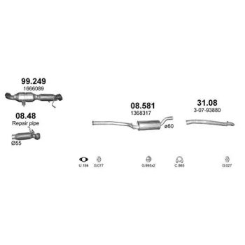 глушитель на VOLVO V50 (I), 04 -12