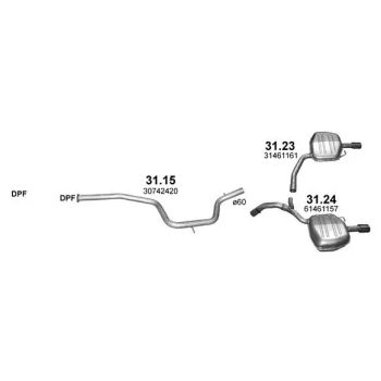 глушитель на VOLVO V70 (III), 07 -16