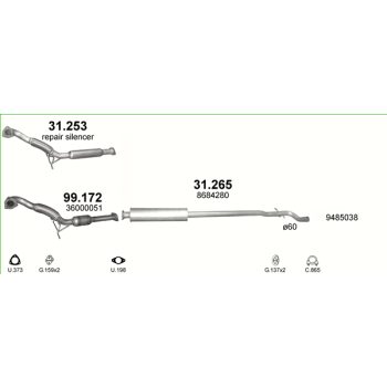 глушитель на VOLVO V70, 00 - 04