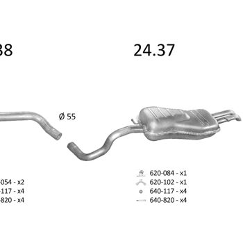 глушитель на VW BORA (I), 98 - 05