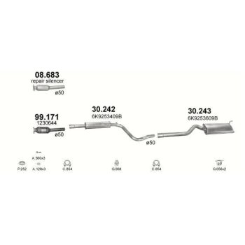 глушитель на VW CADDY (II), 95 - 04