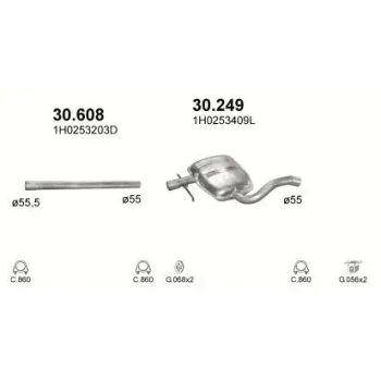 глушитель на VW GOLF (III), 91 - 00